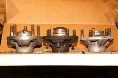 De gauche à droite : moyeu Phase1 atmo, Phase1 Turbo, Phase2.